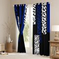 thumbnail image 3 of Castle Fairy Boys Girls Animal Zebra Leopard Print Blackout Curtains Set of 2 (52x84 Each),Abstract Geometric Rectangle Stripes Window Curtains,Black Blue Curtains and Drapes,Breathable Home Decor, 3 of 6