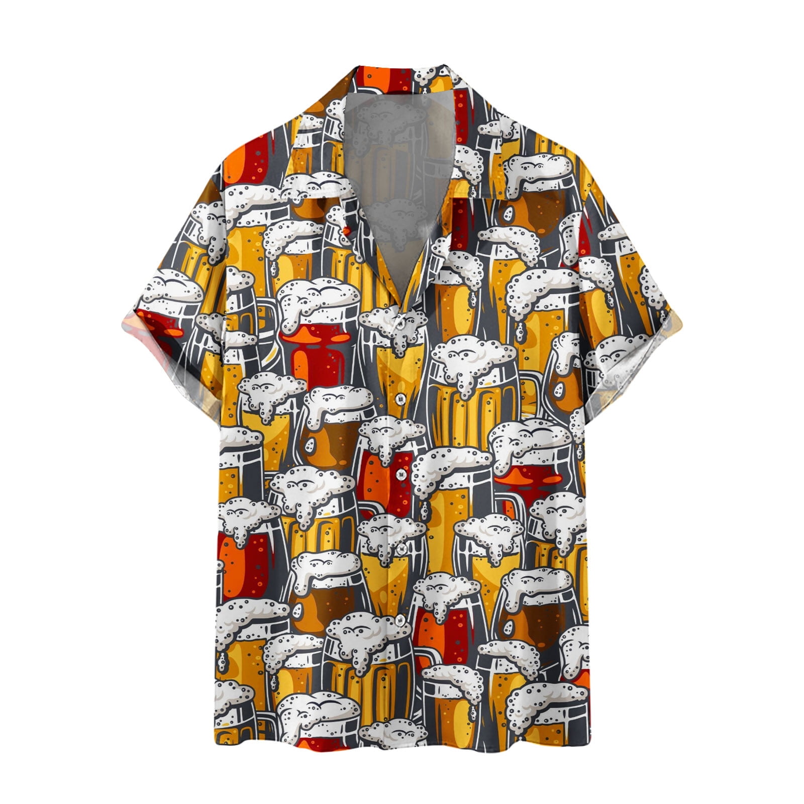 DDAPJ pyju Beer Hawaiian Shirt for Men Funny Printed Button up Short ...