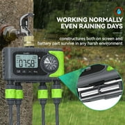 RainPoint 4-zone water timer irrigation controller, garden courtyard lawn multi-scene zone sprinkler IP65 waterproof rainy day delay/auto/manual mode (brass inlet-ITV405)