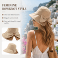 thumbnail image 4 of Women's Bowknot Wide Brim Sun Hat, Foldable Summer Beach Cap Breathable Polyester, 4 of 9
