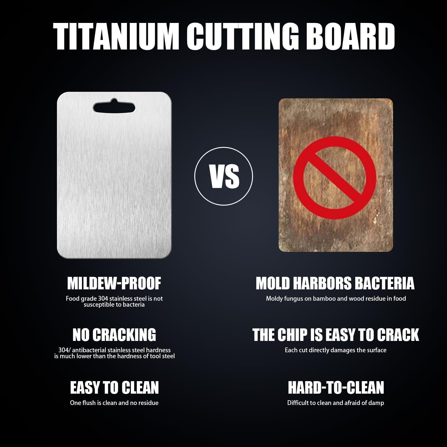 Ywuzuh Titanium Cutting Board, Stainless Steel Cutting Board, Food-Grade Chopping Board for Kitchen Outdoor Camping Meal Prep