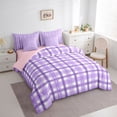thumbnail image 3 of Homewish Abstract Stripes Grid 7pcs Bedding Comforter Set For Teens Boys Girls,Geometric Lines Plaid Queen Bedding Sets Super Cozy,Minimalist Mid Century Queen Sheet Sets,Lightweight Room Decor, 3 of 8