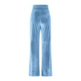 thumbnail image 4 of Felirenzacia Women's Flared Velvet Lounge Pants with Drawstring Waist, High Waisted Wide Leg Velour Trousers for Yoga, 4 of 6