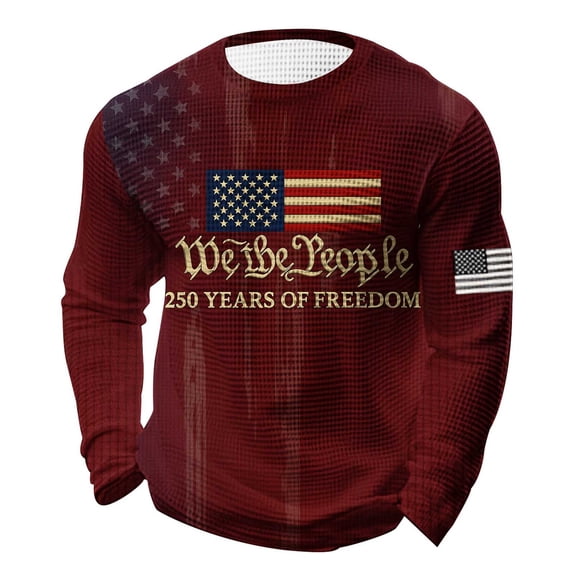 Patriotic Shirts for Men 1776-2026 250th Anniversary Sweatshirt with Eagle Round Neck Long Sleeve Pullover Casual Thin Top