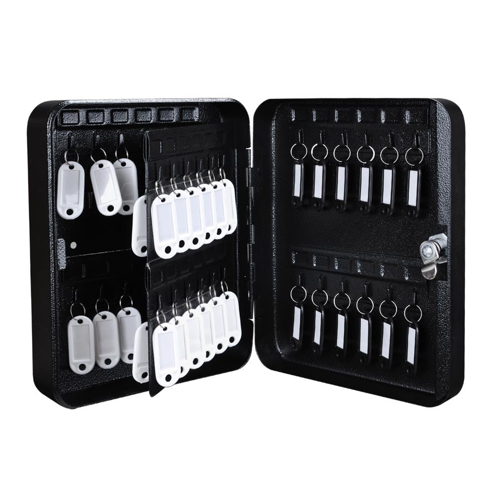 48 Hook Key Box Metal Safe w/Tag Case Cabinet Wall Mount Home Car Lock Storage 