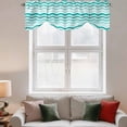 thumbnail image 3 of Tie Up Valances for Windows, Turquoise Striped Ombre Adjustable Valance Curtains Window Treatment for Living Room, Geometric Modern Gradient Ocean White Rod Pocket Kitchen Curtains 60x18 Inch, 3 of 9