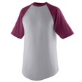 thumbnail image 1 of 424A Youth Short Sleeve Baseball Jersey, Heather & Maroon - Small, 1 of 1