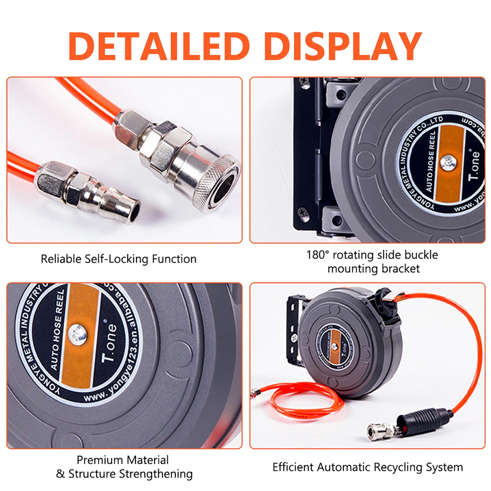 Xirurus 6‑Meter Automatic Retractable Hose Reel – High‑Pressure, Self‑Locking, 180° Adjustable Wall Mount for Car Wash & Garden Irrigation