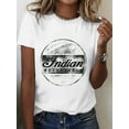 thumbnail image 6 of 1pc, Women's Vintage Indian Motorcycle Logo T-Shirt, Casual Round Neck Short Sleeve Tee, 100%, Black, Graphic Print, All-Season Wear, Perfect for Outdoor Sports & Holiday Gifts, 6 of 7