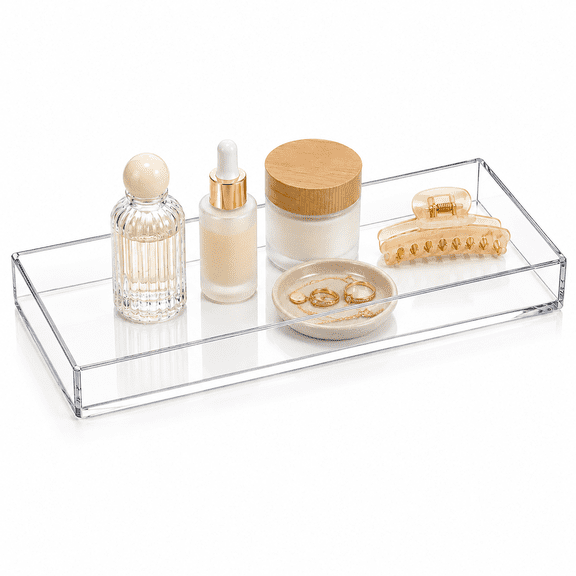 MaxGear Clear Acrylic Vanity Tray for Bathroom and Toilet Tank, 11.8 x 5 x 1.2 inch