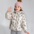 thumbnail image 2 of Ruyang Kids Cute Bear Puffer Jackets Little Boys Girls Floral Graphic Hooded Down Coat Winter Padded Warm Cotton Outwear, 2 of 5
