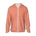 thumbnail image 1 of Fotbe Orange Gingham Chaqueta con Protección Solar UPF 50+ para Hombre y Mujer, Camisa con Capucha y Bolsillos-Large, 1 of 7
