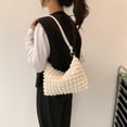 thumbnail image 4 of Bolso de mano de pana suave a cuadros para debajo del brazo, moderno, sencillo, de color liso, blanco, 4 of 5