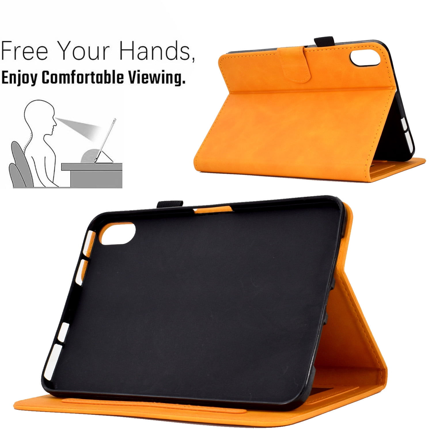 Dteck for iPad 10th Generation Case 2022, iPad 10 th Gen 10.9 inch Protective Cover with Pencil Holder, Multi-Angle Viewing Stand, Card Slots, Folio Leather Cases with Embossed Butterfly,Khaki