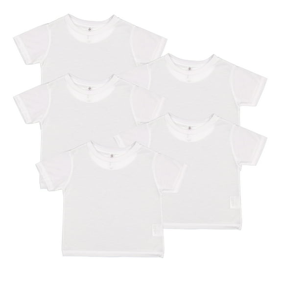 Sublivie Toddler 100% Polyester Crew Neck Short Sleeve Sublimation T-Shirt , Pack of 5- White, 5/6