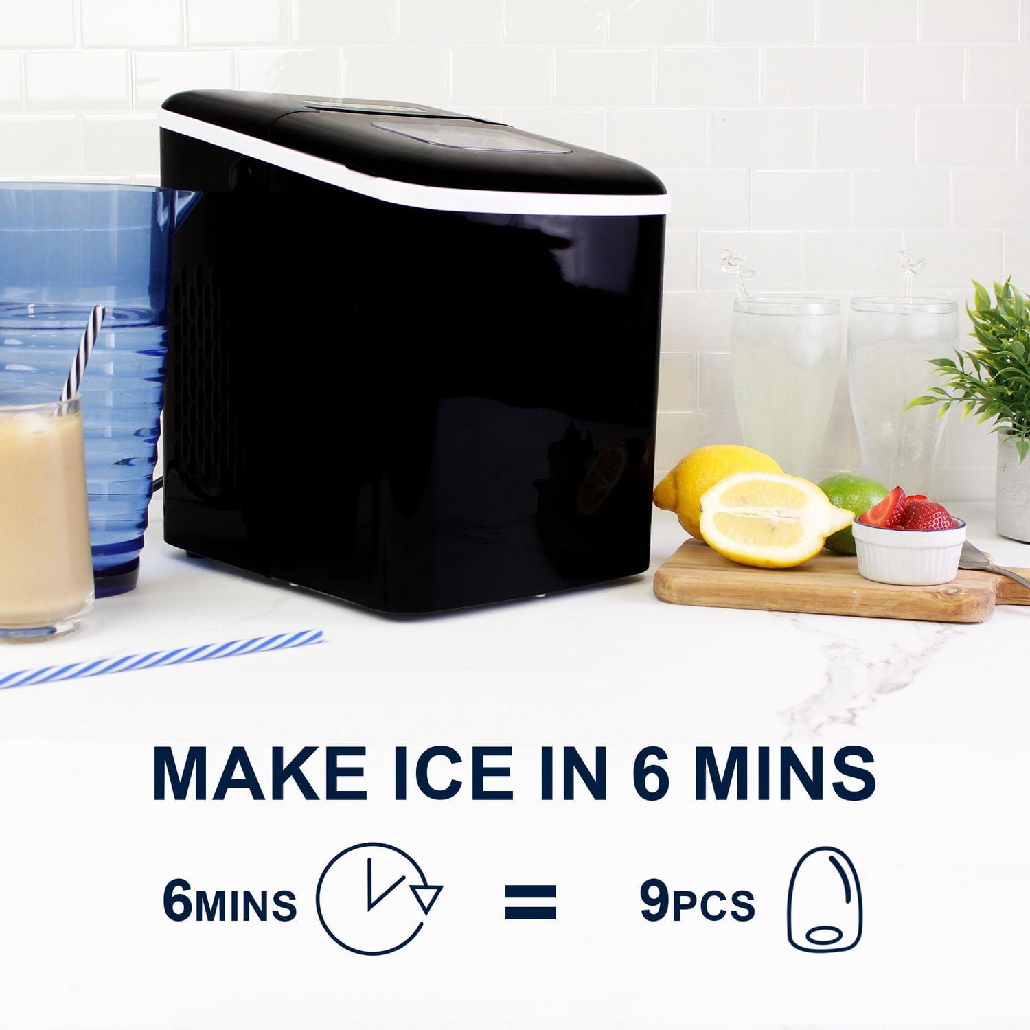 Koolatron KIM-26 Compact Countertop Ice Maker with Digital Controls, Fast Ice Production for Home & Office