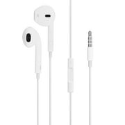Headphones - In-Ear HD Stereo Noise Cancelling Sweat-proof Sport Earphones Earbuds Flat Wired with Apple iOS Samsung and Android Compatible Microphone and Remote (White 1-Pack)
