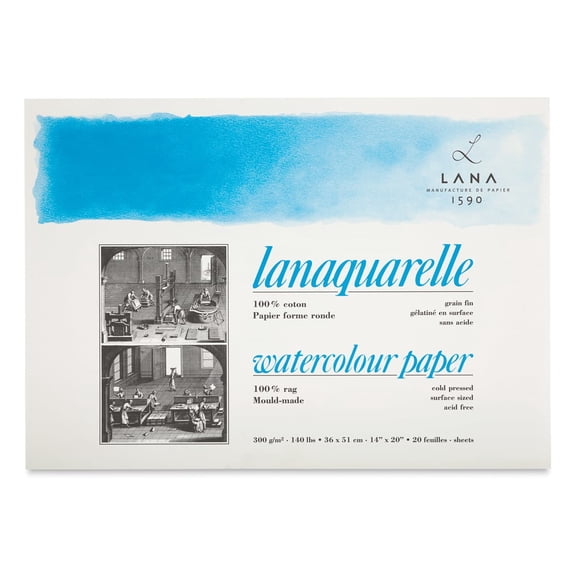 Lanaquarelle Watercolor Block - 14" x 20", Cold Press, 20 Sheets