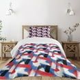thumbnail image 3 of Ambesonne Abstract Quilted Bedspread Set 2 Pcs, Geometric Grunge Motif, Twin Size, Violet Blue White, 3 of 6