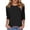 Black, variant on T-Shirts for Women Plus Size 3/4 Length Sleeve Solid Color Crewneck Pleated Lightweight Dressy Tunic Tops Hot Pink XL