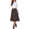 thumbnail image 2 of INSPIRE CHIC Work Midi Skirt for Women Button Down High Waist Fall Winter Vintage Skirts M Brown, 2 of 6
