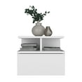thumbnail image 5 of Floating Nightstand 12"H, Wall Mounted With Single Drawer And 2-Tier Shelf, White, 5 of 7