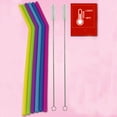 thumbnail image 2 of Kayannuo 6PCS Reusable Silicone Flexible Bend Smoothies Straws with Cleaning Brushes No Rubber Taste Drinking, 2 of 3