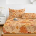 thumbnail image 6 of Queen Size Fitted Sheet Set - Autumn Maple Leaves 3 Piece Bedding Sets 16" Deep Pocket Fitted Sheet with 2 Pillowcases, Vintage Orange Falling Leaf Plants Brushed Microfiber Hotel Luxury Bed Sheets, 6 of 9