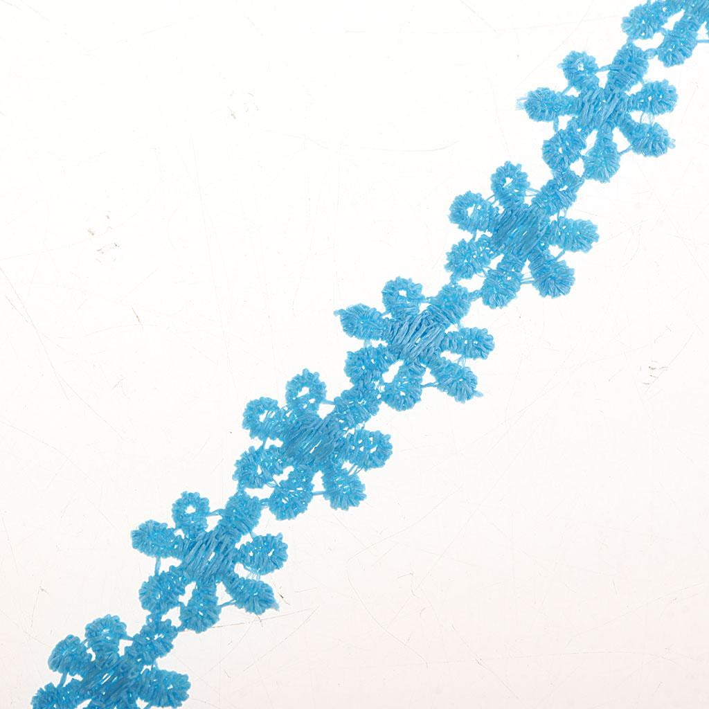 Ruban Dentelle Vintage Marguerite 3D Bleu Ciel – 10 M Bordure Florale Broderie – Idéal Couture, Décoration, Emballage Cadeau