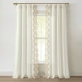 thumbnail image 4 of Lush Decor Scallop Edge Lace Border Window Curtain Panel, Single, 52" W x 84" L, Off White & Neutral - Lace Curtains - Scallop Lace Trim- Vintage Curtains For Bedroom, Living or Dining Room, 4 of 8