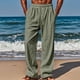 thumbnail image 1 of Ceisia Men's Cotton Linen Casual Pants Straight Leg Thin Baggy Loose Fit Lightweight With Elastic Waist Drawstring & Pockets Green Gift, 1 of 7