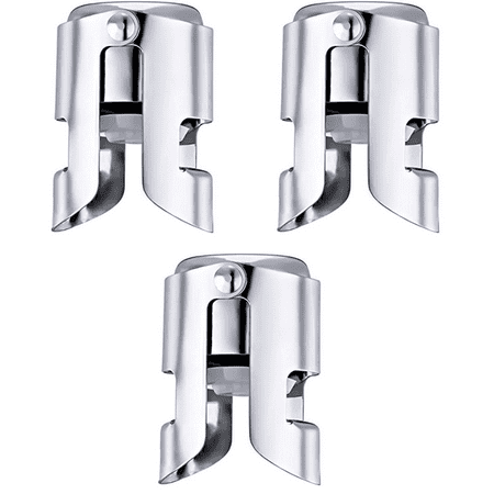 

Champagne Stopper Stainless Steel Vacuum Sealed Wine Sparkling Bottle Closure Sealer Silver
