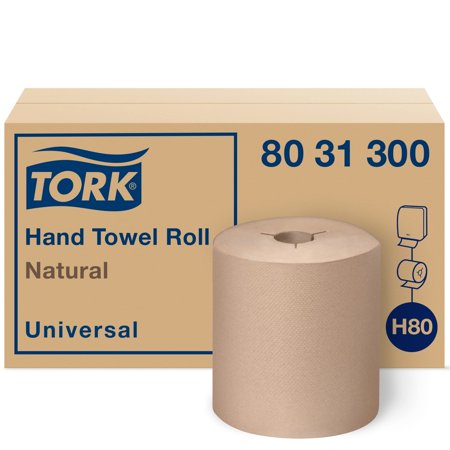 Tork Hand Towel Roll Natural H80, Universal, 100% Recycled Fiber, 6 Rolls X 800 Ft, 8031300