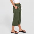 thumbnail image 5 of Petite Capris for Women with Pockets Summer Casual Loose Drawstring Elastic High Waist Straight 2026 Lounge Beach Cropped Trousers Army Green 2XL, 5 of 7