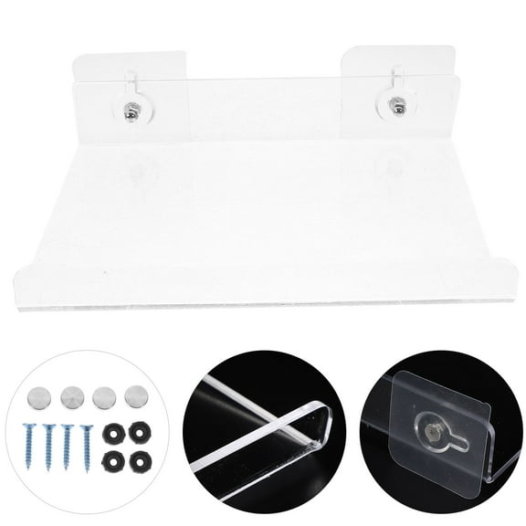 SEWCHICS 1Set Transparent Floating Shelf Wall Mounted Storage Rack for Bathroom and Kitchen
