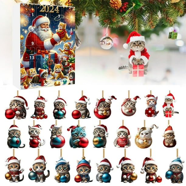 Adornos Navideños Para El Hogar Con Gatos Divertidos En 2D Adornos Para El Árbol De Navidad Para Las Fiestas Navideñas De 2025 Calendario De Adviento Adornos Para El Árbol De Navidad Adornos Con Gat