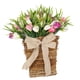 thumbnail image 4 of Flores artificiales de , adorno colgante de cesta floral , corona de cesta de suspensión de puerta, corona de primavera para decoración de perfecl Cesta de tulipanes, 4 of 8