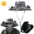 thumbnail image 5 of HBASD Wide Brim Solar Fan Outdoor Fishing Hat for Men, USB & Solar Powered Fan Hat with 2 Solar Fans, 360°UV Protection Sun Hat (H), 5 of 10