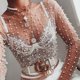 thumbnail image 1 of Camiseta De Malla Transparente Mujeres Sexy T-Shirts Fashion Glitter Pearl Rhinestone Slim Crop Top (Beige XL) Cgtredaw Para estrenar, 1 of 7