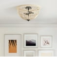 thumbnail image 3 of 2-Light Boho Semi Flush Mount Ceiling Lighting, Retro Rattan Ceiling Lighting, Farmhouse Close to Ceiling Light for Living Room Bedroom kitchen, 3 of 7