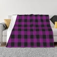 thumbnail image 1 of Balery Purple Black Plaid Manta de Franela con Dibujo, Lujo Ultra Suave y Cálido, Antipelusa y Resistente a las Arrugas para Cama, Sofá, Camping -80"x60", 1 of 6