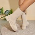 thumbnail image 4 of Fashion Women's Mid Calf Boots Casual Round Toe Lace-up Comfy Footwear for Everyday Use, 4 of 9