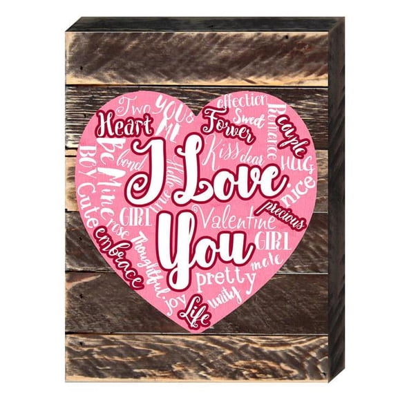 Designocracy 98731-18 I Love You Heart Art on Board Wall Decor