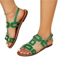 thumbnail image 3 of Sandalias Para Mujer, Walking Shoes Women, Women's Wedge Sandals Slip - On Summer Sandals With Metallic Accents Comfortable Dressy Platform Wedges Casual Daily Walking, Green 6.5, 3 of 7
