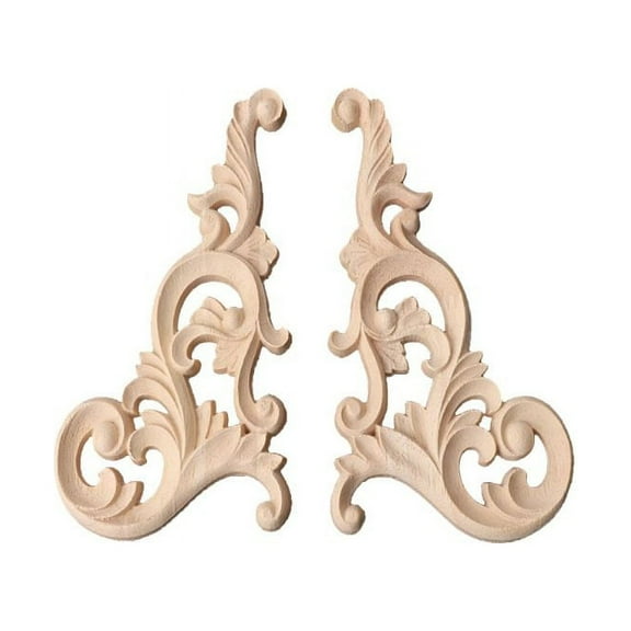 YESTUNE 1 Pair Wood Carved Corner Onlay Applique Frame Decor Furniture Unpainted Home