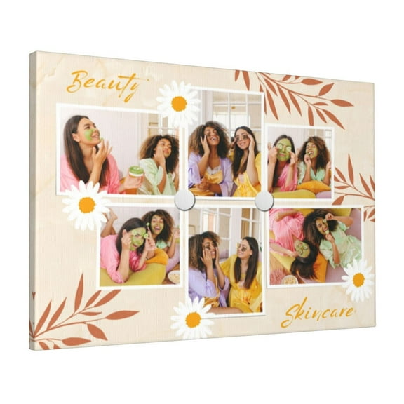 Custom Canvas Prints Beige Orange Cameria Skincare Personalized Photo Image Collage DIY Framed Kit Wall Art Picture Room Decor 16x20 inch