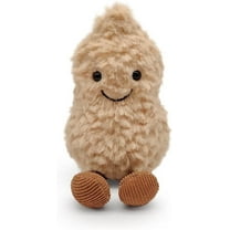Plush Peanut Soft Toy, 5.9‘’ Peanut Plush Doll for Children, Beige Fluffy Stuffed Doll with Feet, Cute Smiling Plush Doll Gift for Birthday and Valentine's Day