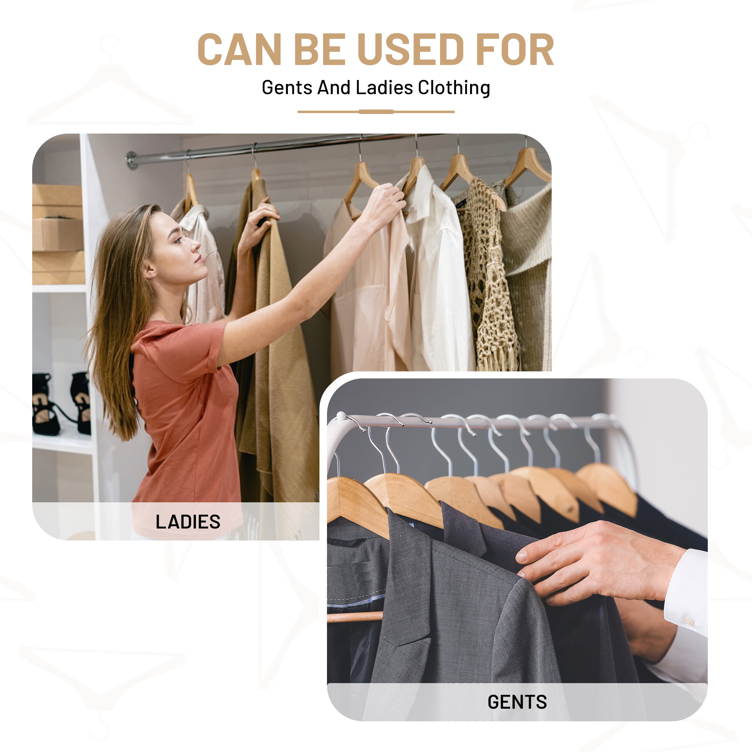Lux Decor Wooden Hangers 20 Pack - Coat & Suit Hangers with 360 Swivel Hook & Non-Slip Notches - Durable Natural Wood Hangers for Clothes, Skirt, Shirt, Pants, Dress