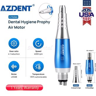 Premium Dental Hygiene Prophy Handpiece Air Motor 4Hole&4:1 Nose Cone 360°Swivel
