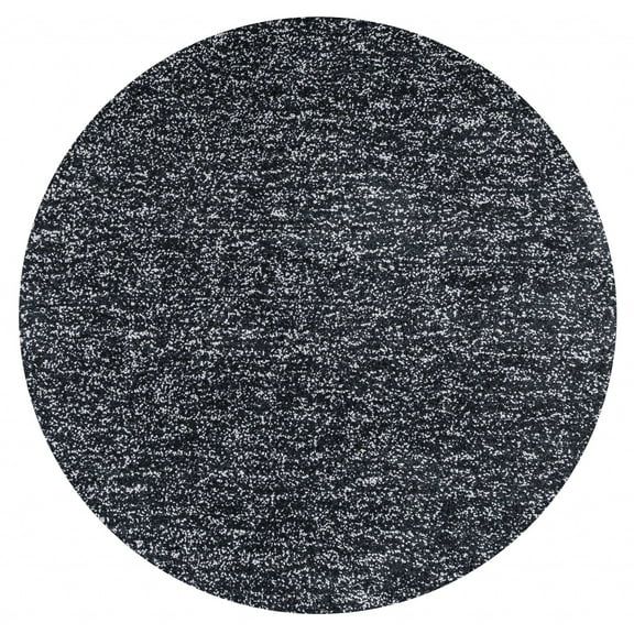 8' Black Heather Round Indoor Shag Rug